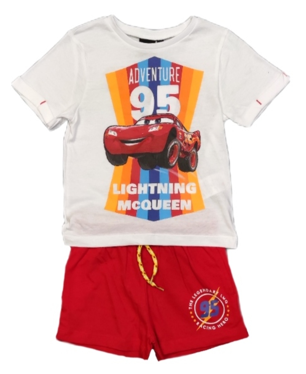 Cars 2-teiliges Jungen Set mit T-Shirt und kurzer Hose weiß-rot